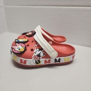 Disney Parks Crocband Crocs J2 Minnie Mouse Girls Red Slip-on Shoes size 7 Toddl